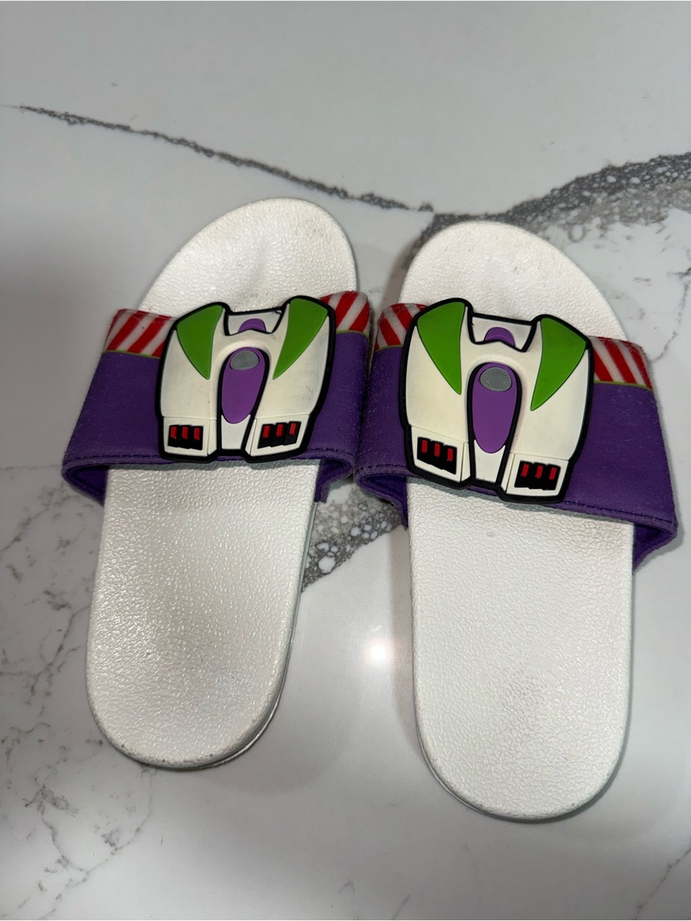 Disney Purple and White Buzz Lightyear Kids Slide Sandals